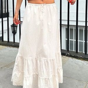 Brandy Melville John Galt Ayla Linen Eyelet Embroidered Maxi Skirt